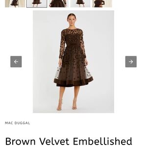 Mac Duggal Chocolate Velvet Floral Dress
